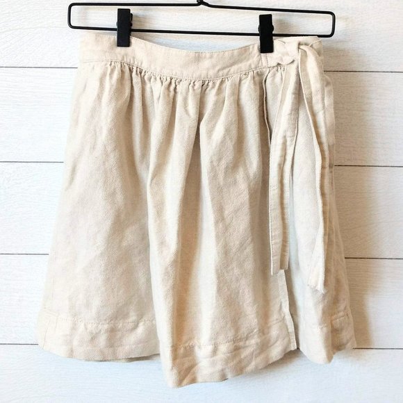 J. Crew Dresses & Skirts - J Crew Linen Blend Faux Wrap A-Line Skirt 4